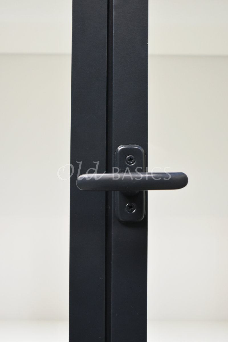 Detail van Apothekerskast Vitrine  LED, 2 deuren, RAL7021, zwart, grijs, materiaal staal